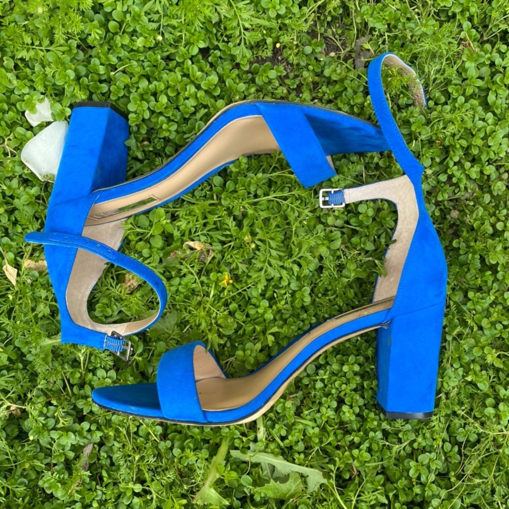 Bright Blue Suede Heels